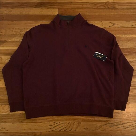 Polo Ralph Lauren 1/4 Zip Sweater Pony Maroon Red Mens Size 1XB - Picture 1 of 8